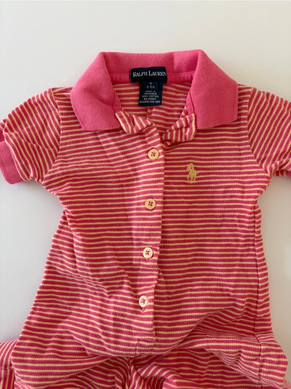 Ralph Lauren Baby Vintage Button Down One Piece Knit Romper 6-12 Months